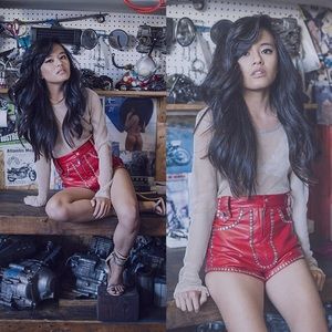 Lust for life BLQ MKT studded faux leather shorts